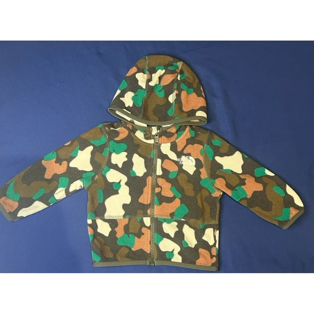 The north face baby camouflage jacket size 6-12 months Fleece‎ Coat Green Brown